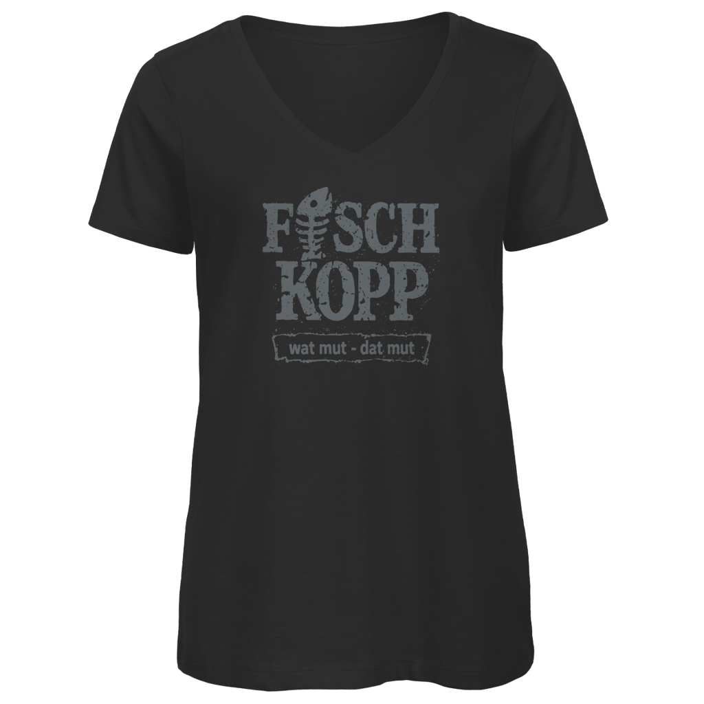 T-Shirt Damen V-Neck "FISCHKOPP" #560