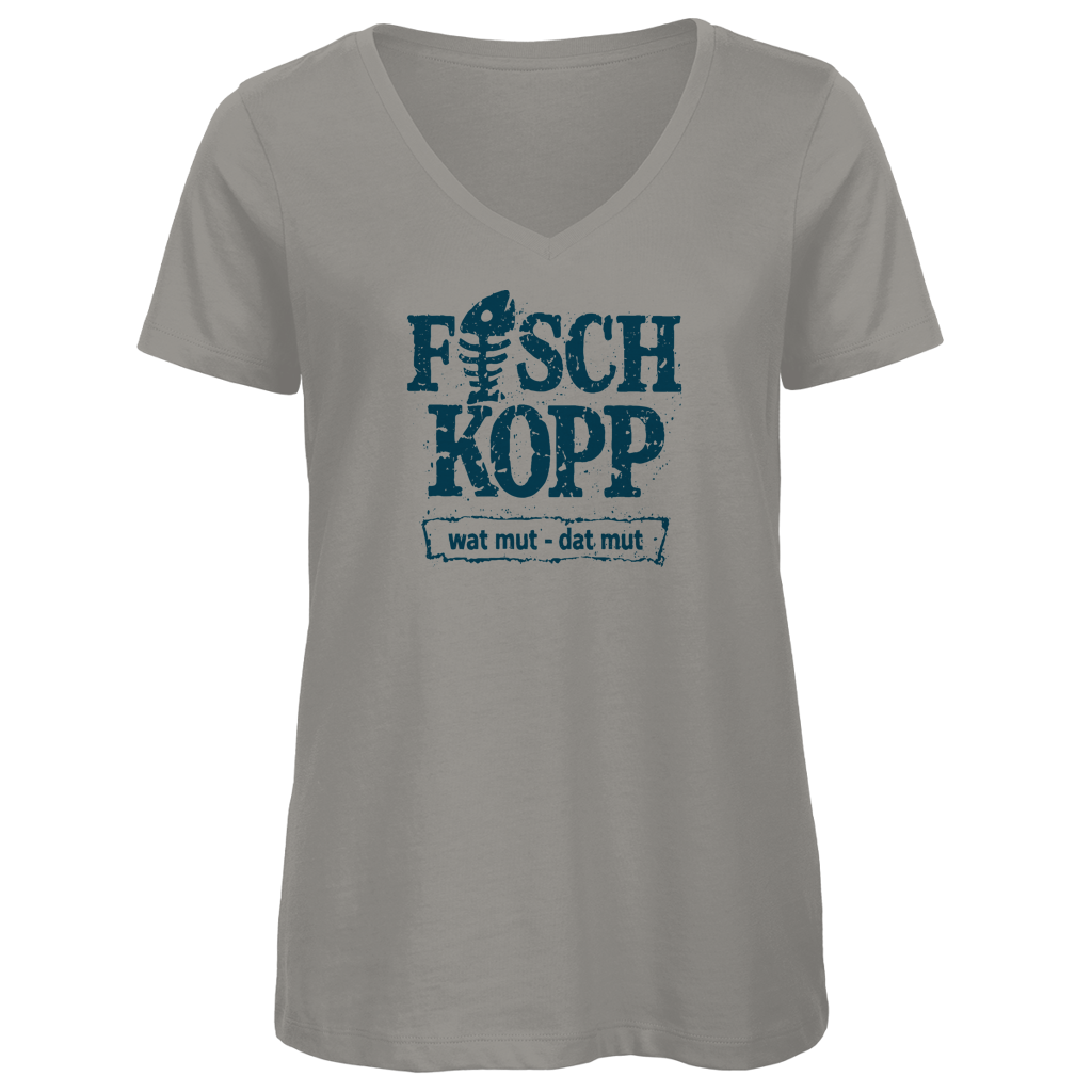 T-Shirt Damen V-Neck "FISCHKOPP" #560