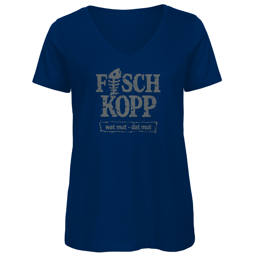 T-Shirt Damen V-Neck "FISCHKOPP" #560