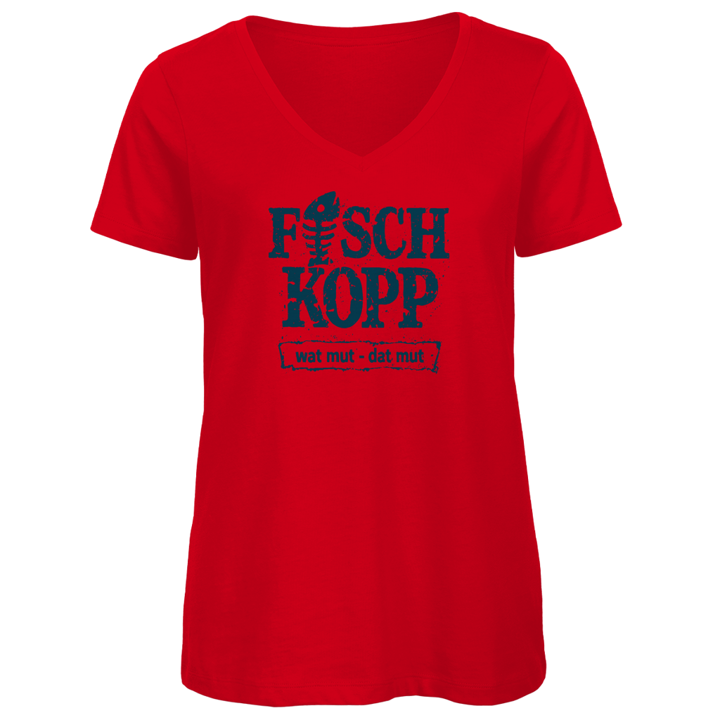 T-Shirt Damen V-Neck "FISCHKOPP" #560