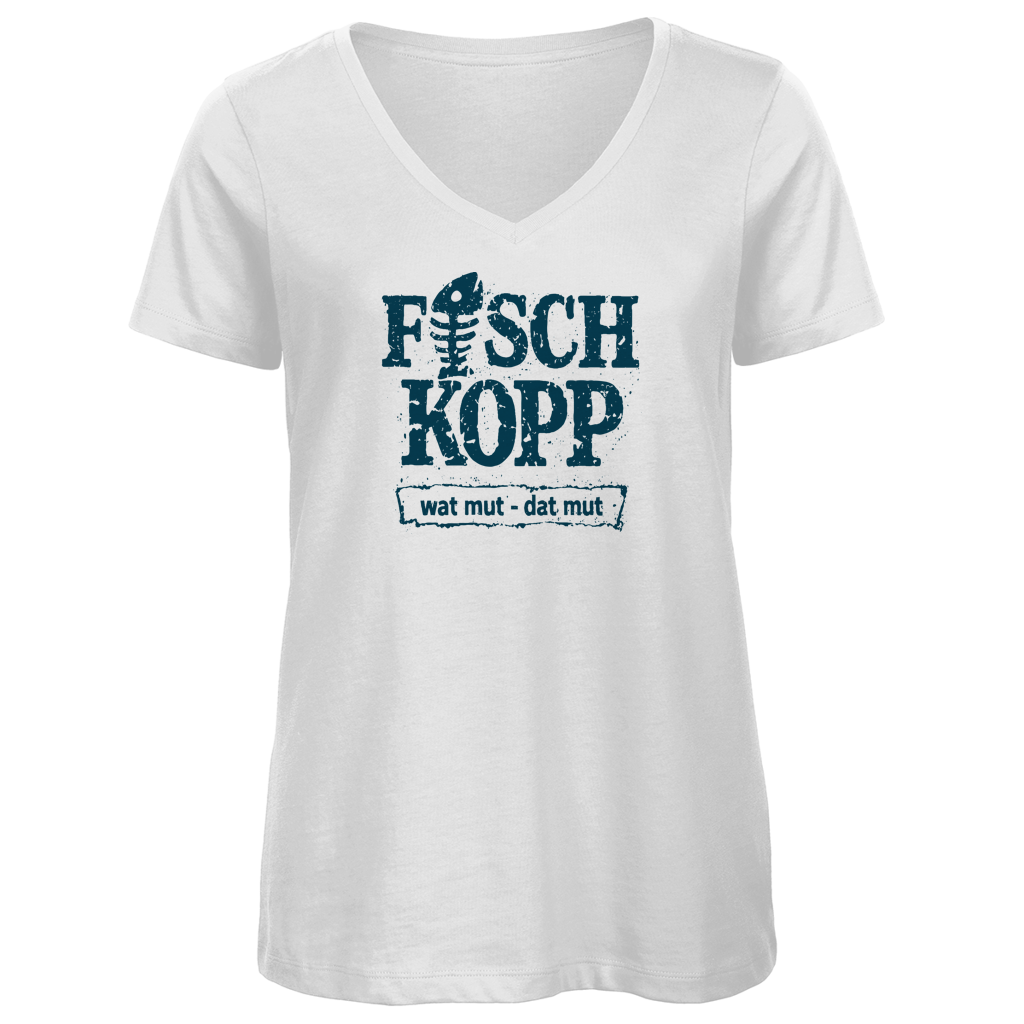 T-Shirt Damen V-Neck "FISCHKOPP" #560