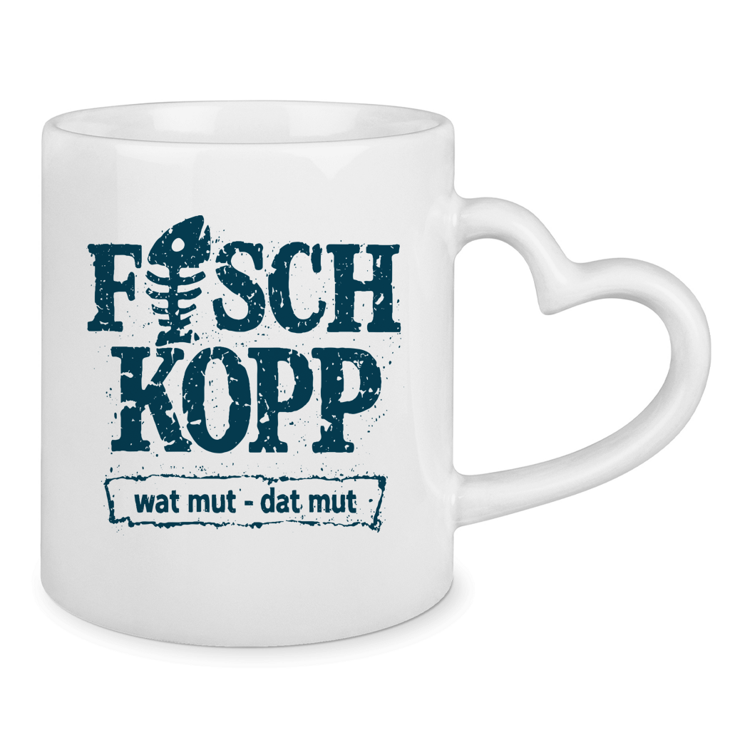 Keramik-Tasse mit Herzhenkel  "FISCHKOPP" #560