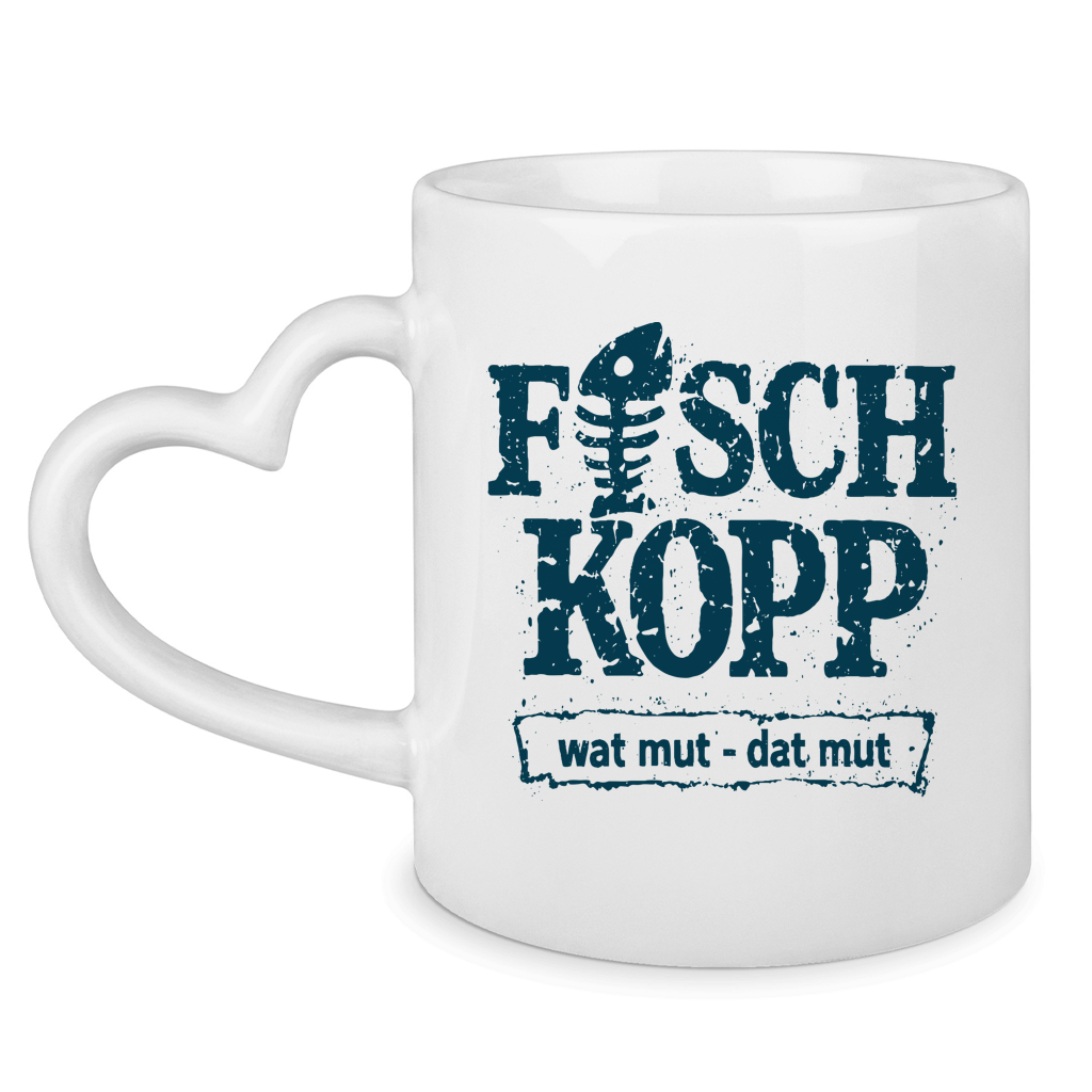 Keramik-Tasse mit Herzhenkel  "FISCHKOPP" #560