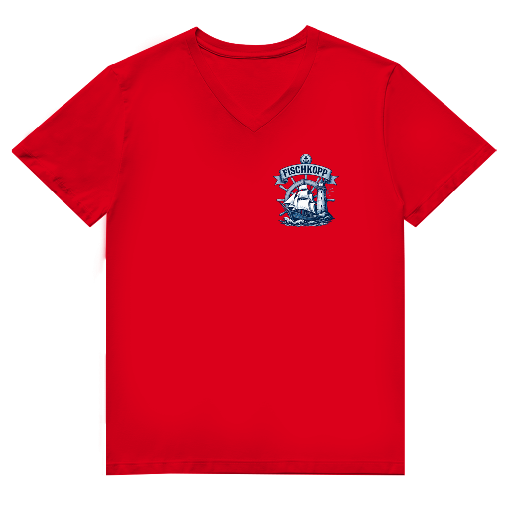 T-Shirt Herren V-Neck "FISCHKOPP" #522