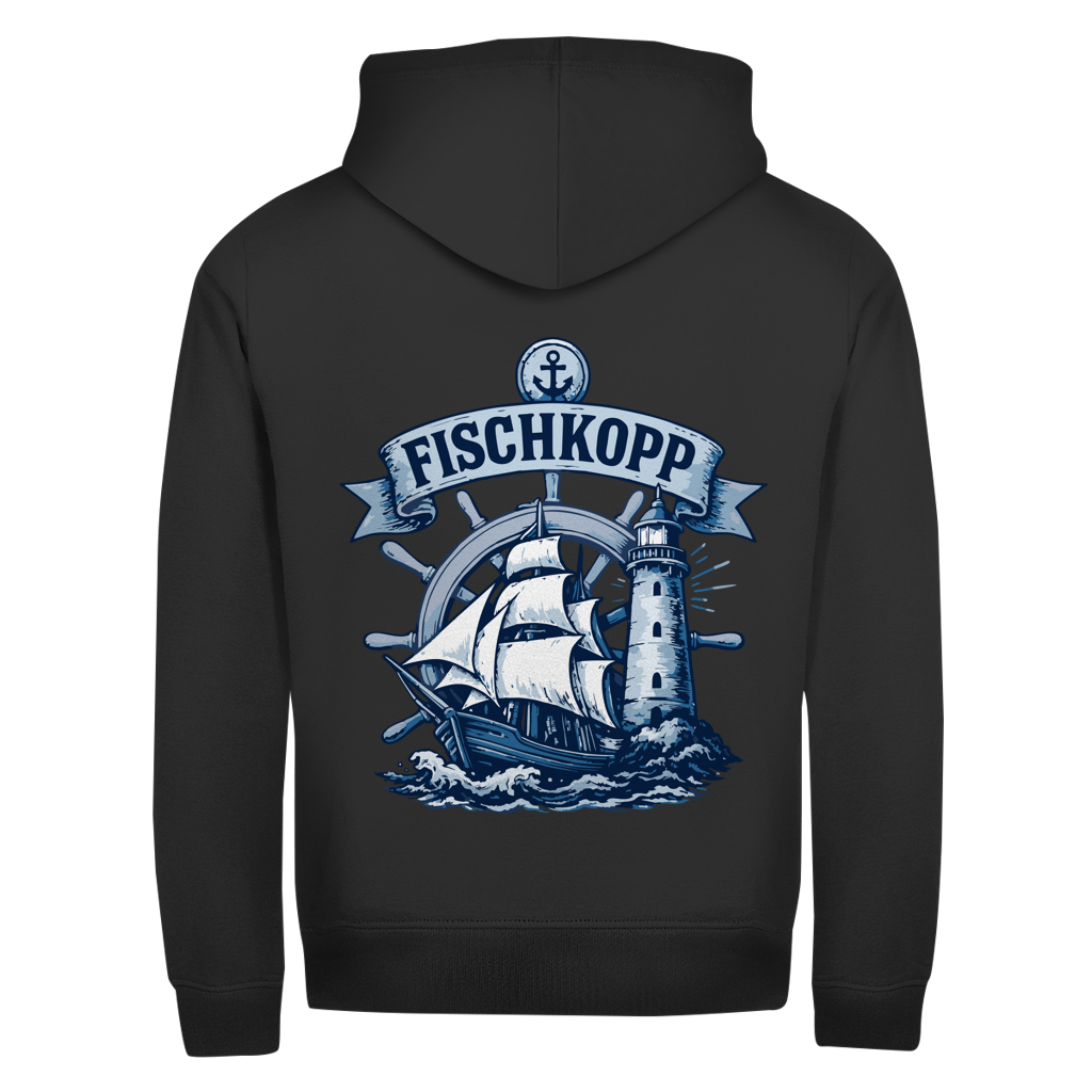 Hoodie-Jacke "FISCHKOPP" #522 - beidseitiger Druck