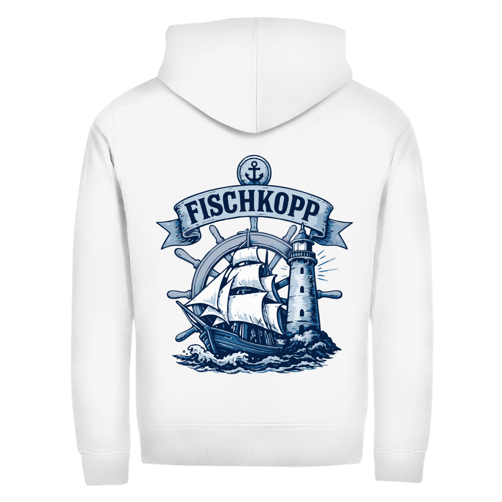 Hoodie-Jacke "FISCHKOPP" #522 - beidseitiger Druck