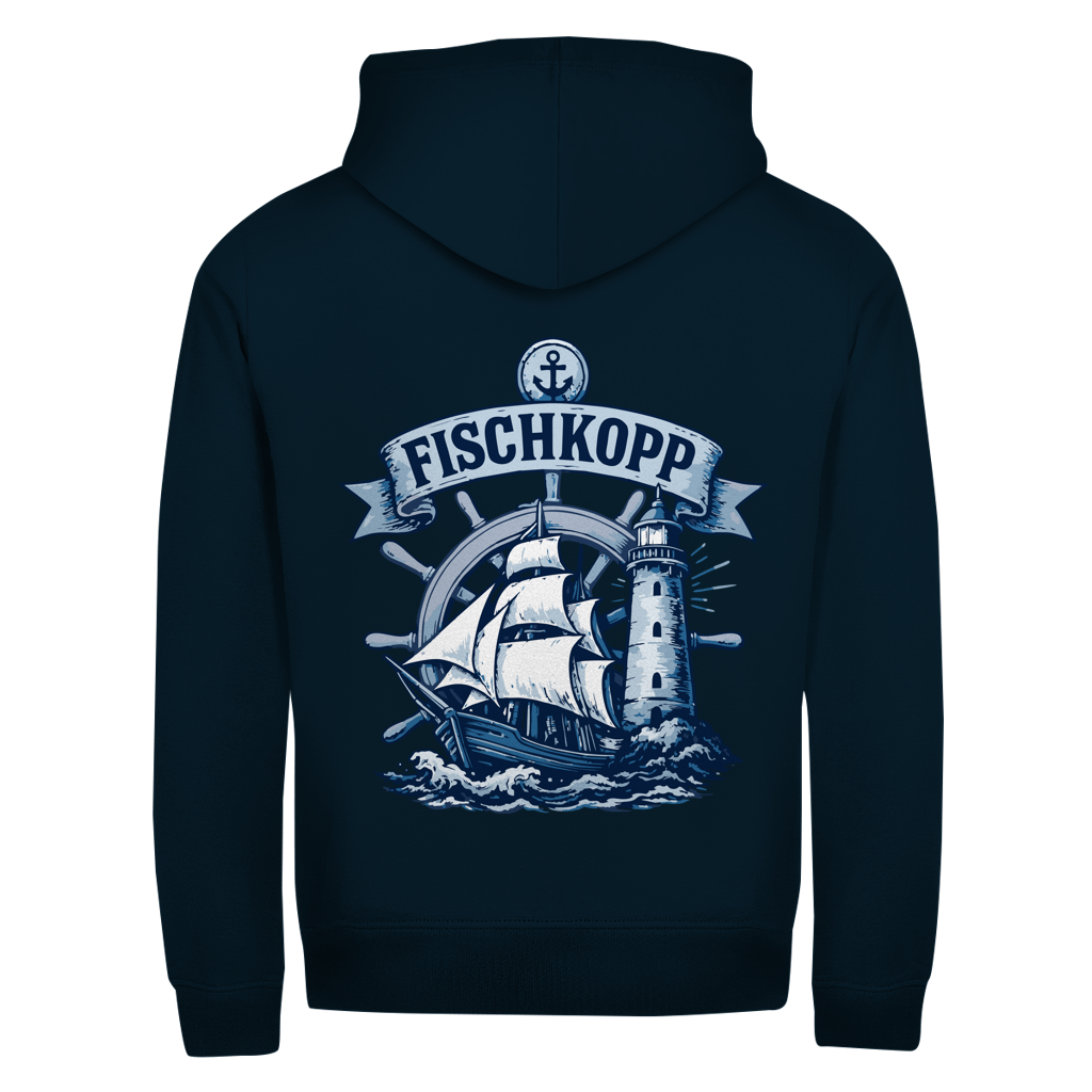 Hoodie-Jacke "FISCHKOPP" #522 - beidseitiger Druck