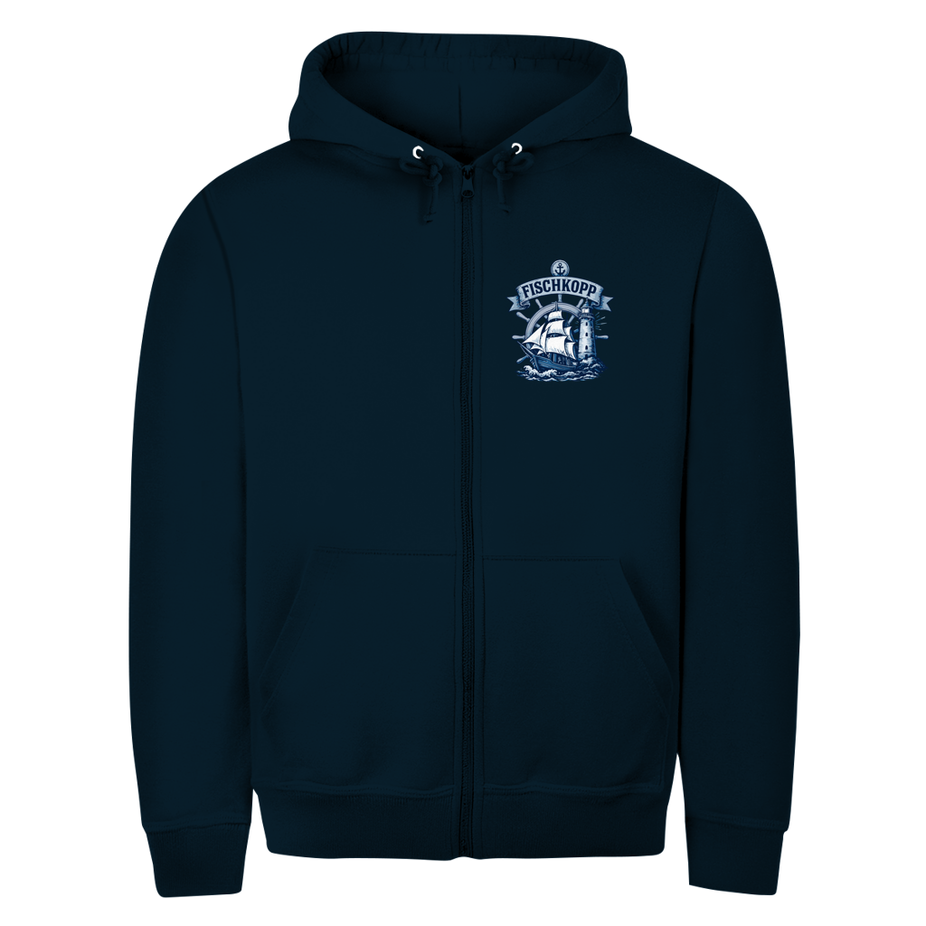 Hoodie-Jacke "FISCHKOPP" #522 - beidseitiger Druck