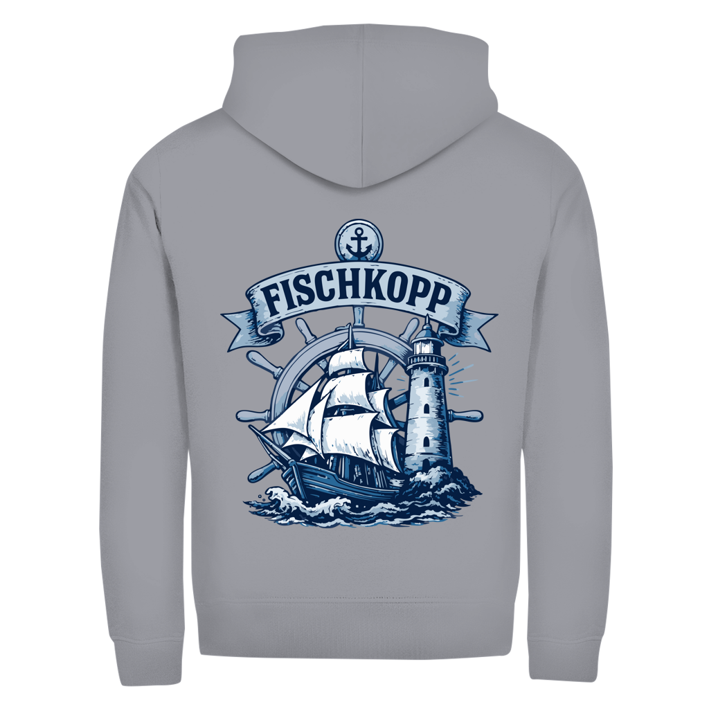 Hoodie-Jacke "FISCHKOPP" #522 - beidseitiger Druck