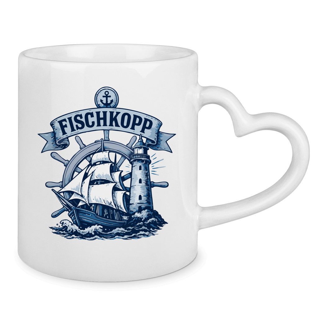 Keramik-Tasse mit Herzhenkel  "FISCHKOPP" #522