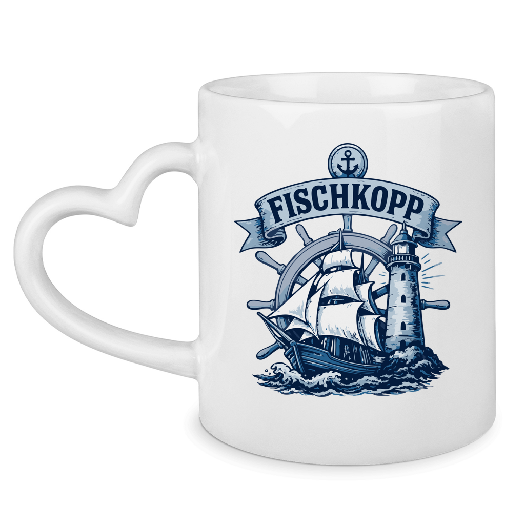 Keramik-Tasse mit Herzhenkel  "FISCHKOPP" #522