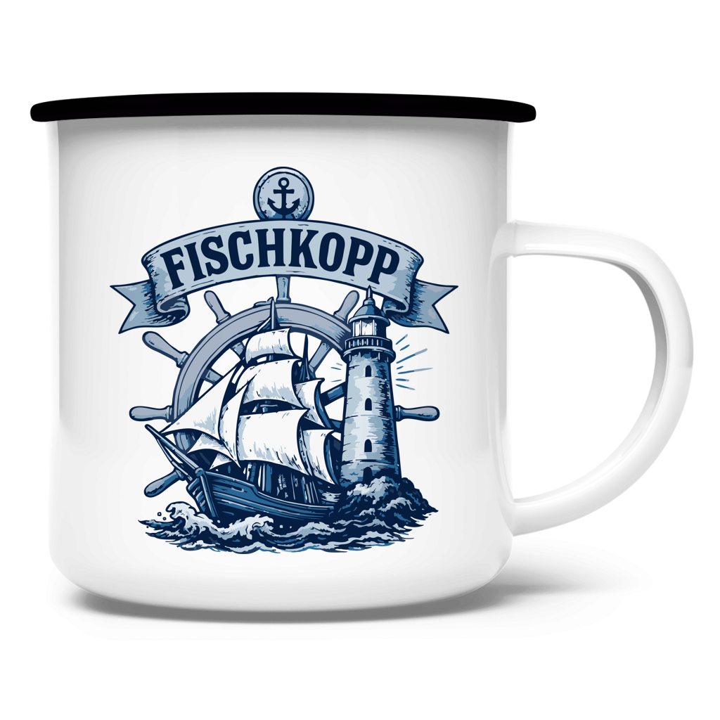 Emaille Tasse  "FISCHKOPP" #522