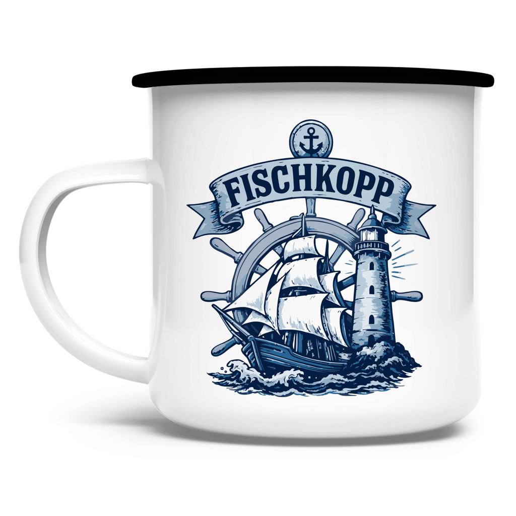Emaille Tasse  "FISCHKOPP" #522