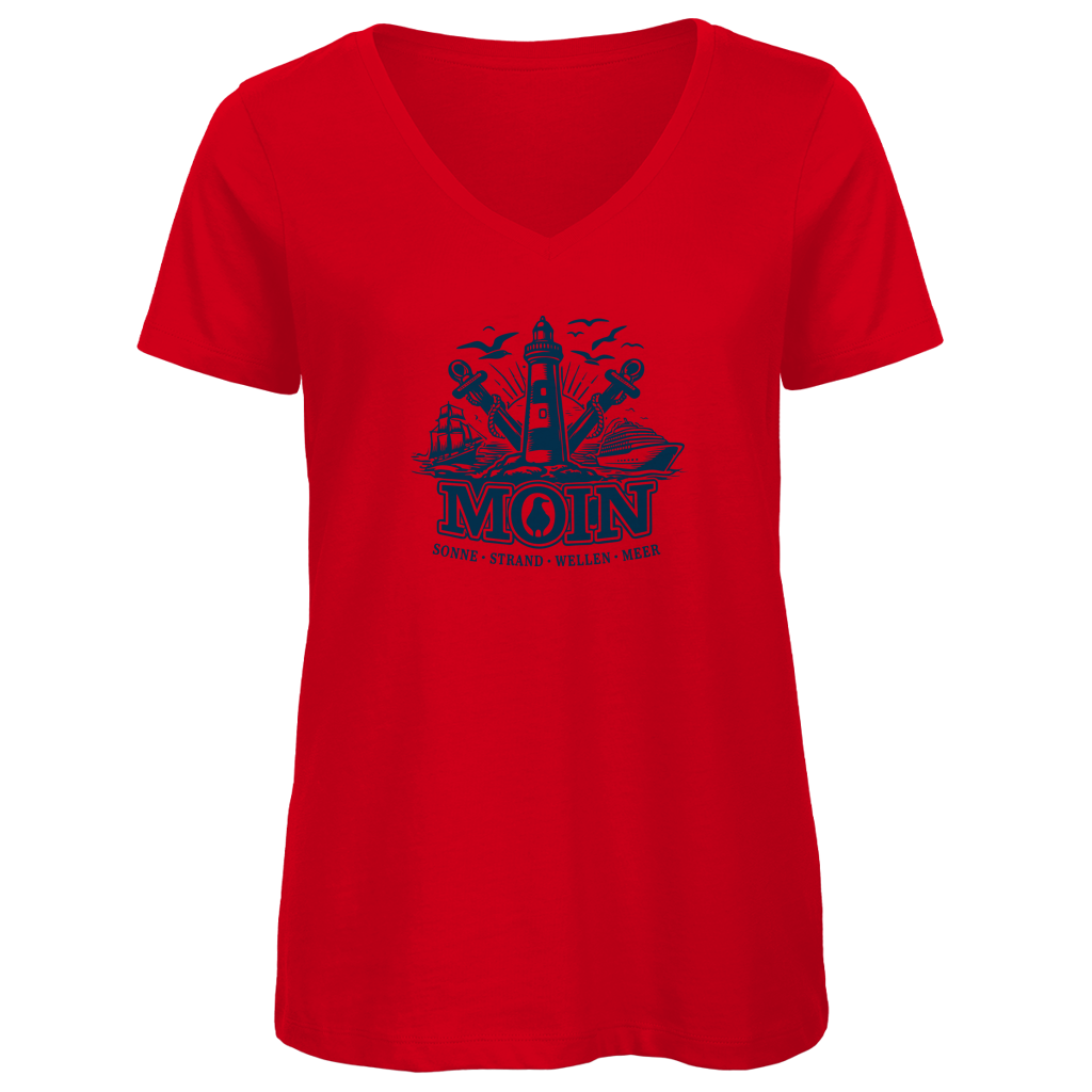T-Shirt Damen V-Neck  "MOIN Leuchtturm" #499
