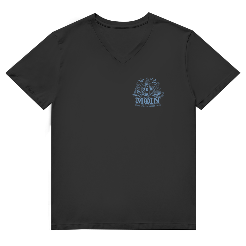 T-Shirt Herren V-Neck "MOIN Leuchtturm" #499