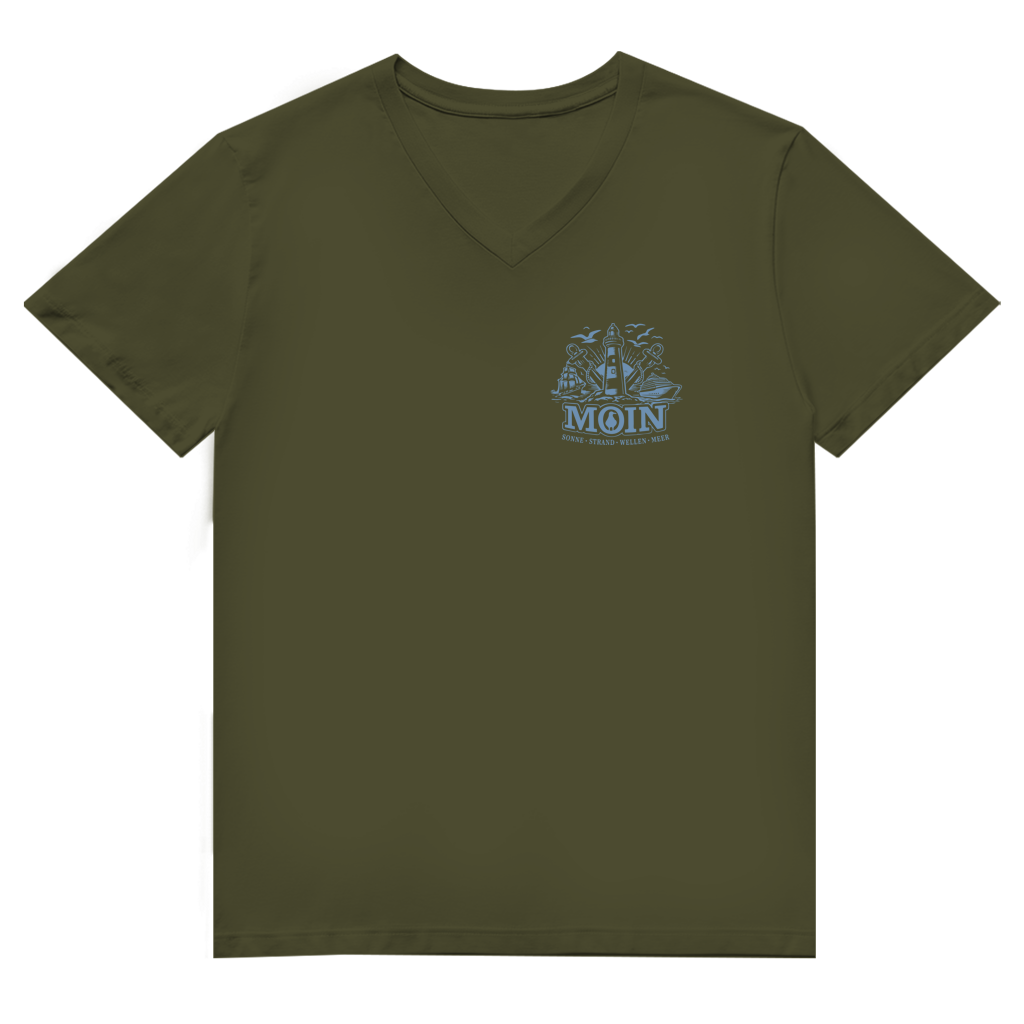 T-Shirt Herren V-Neck "MOIN Leuchtturm" #499