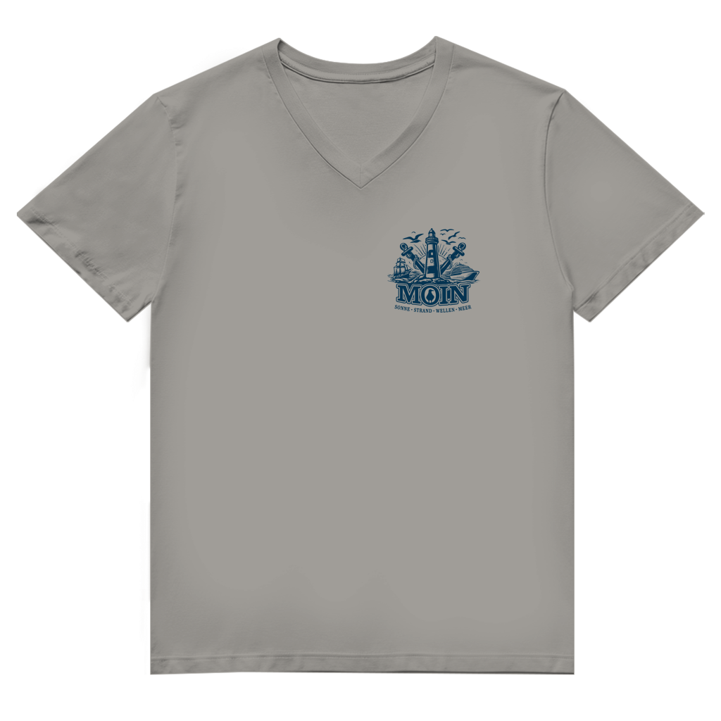 T-Shirt Herren V-Neck "MOIN Leuchtturm" #499