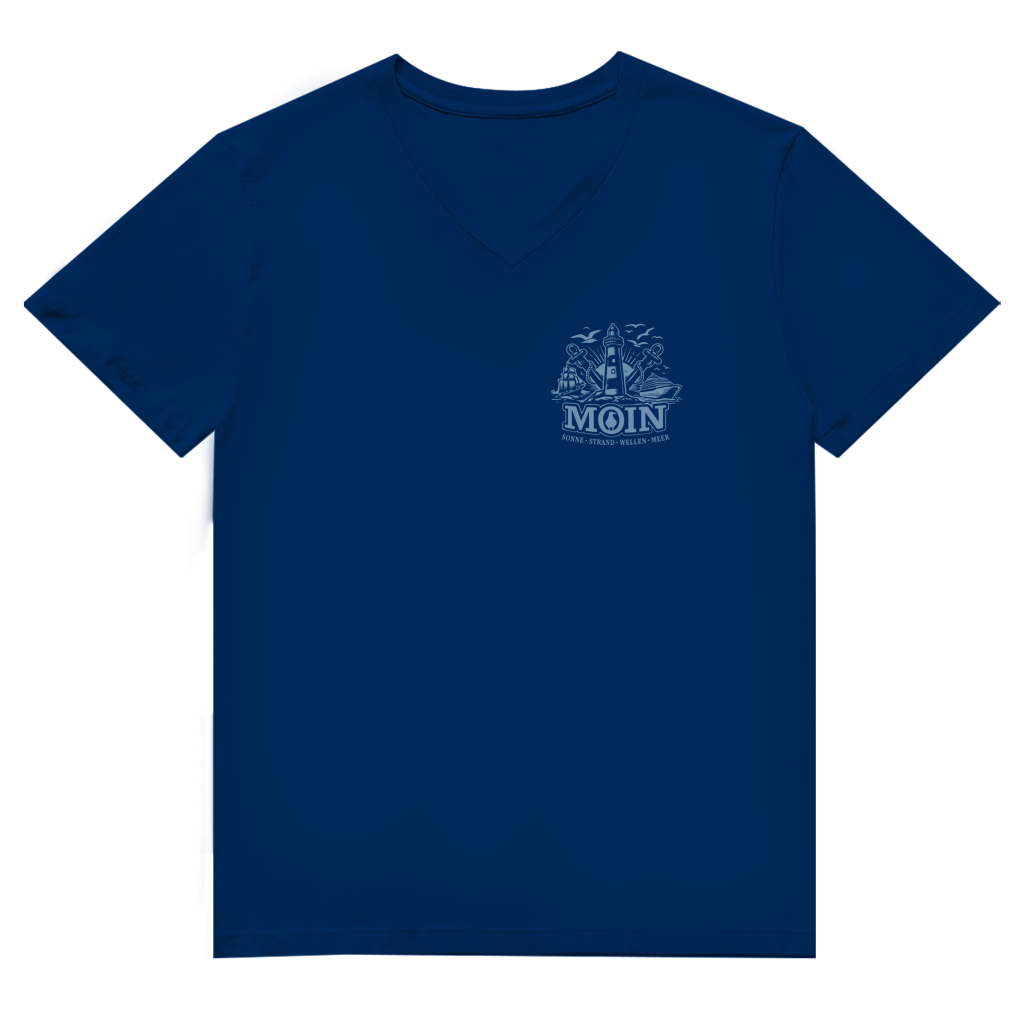 T-Shirt Herren V-Neck "MOIN Leuchtturm" #499