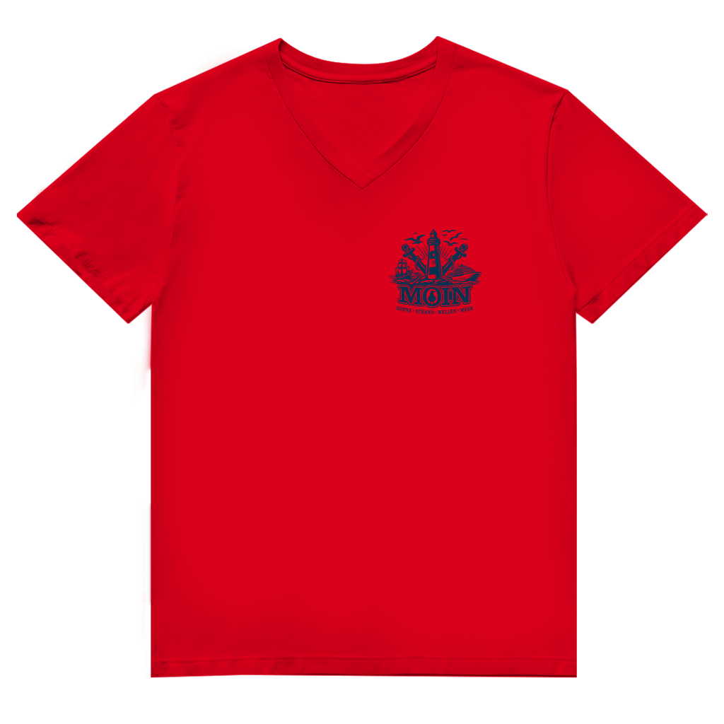 T-Shirt Herren V-Neck "MOIN Leuchtturm" #499