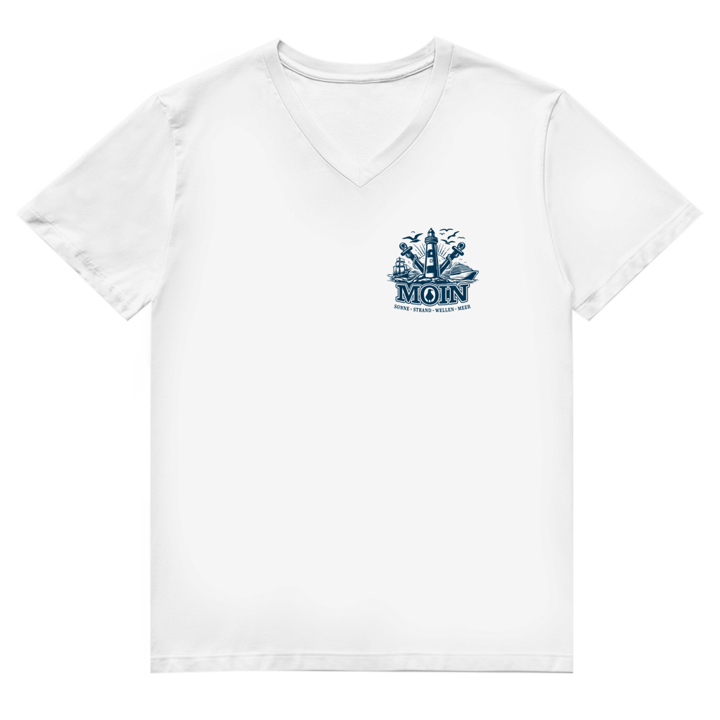 T-Shirt Herren V-Neck "MOIN Leuchtturm" #499