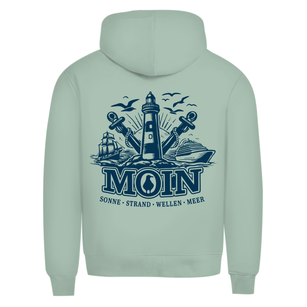 Hoodie Herren  "MOIN Leuchtturm" #499  - beidseitiger Druck