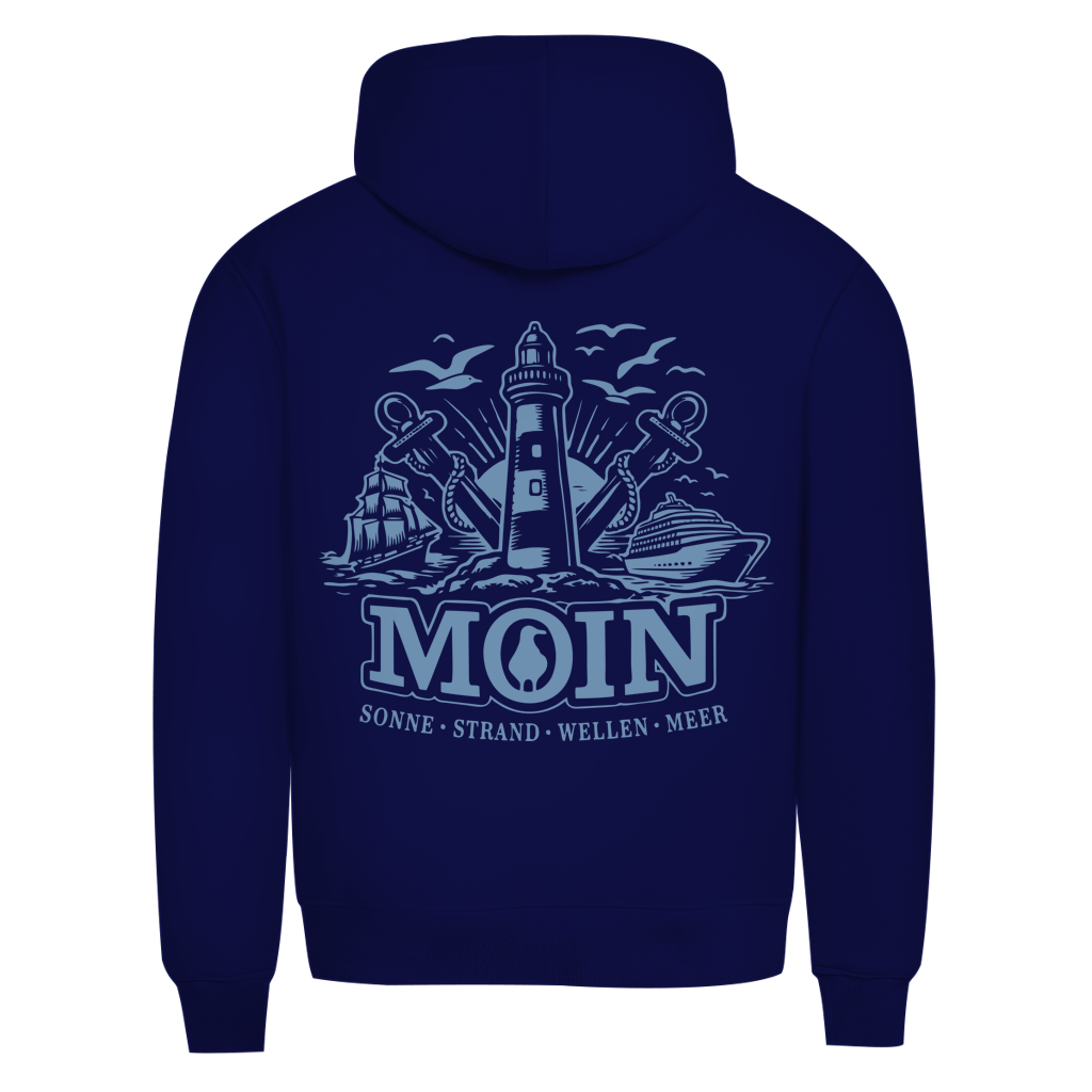 Hoodie Herren  "MOIN Leuchtturm" #499  - beidseitiger Druck