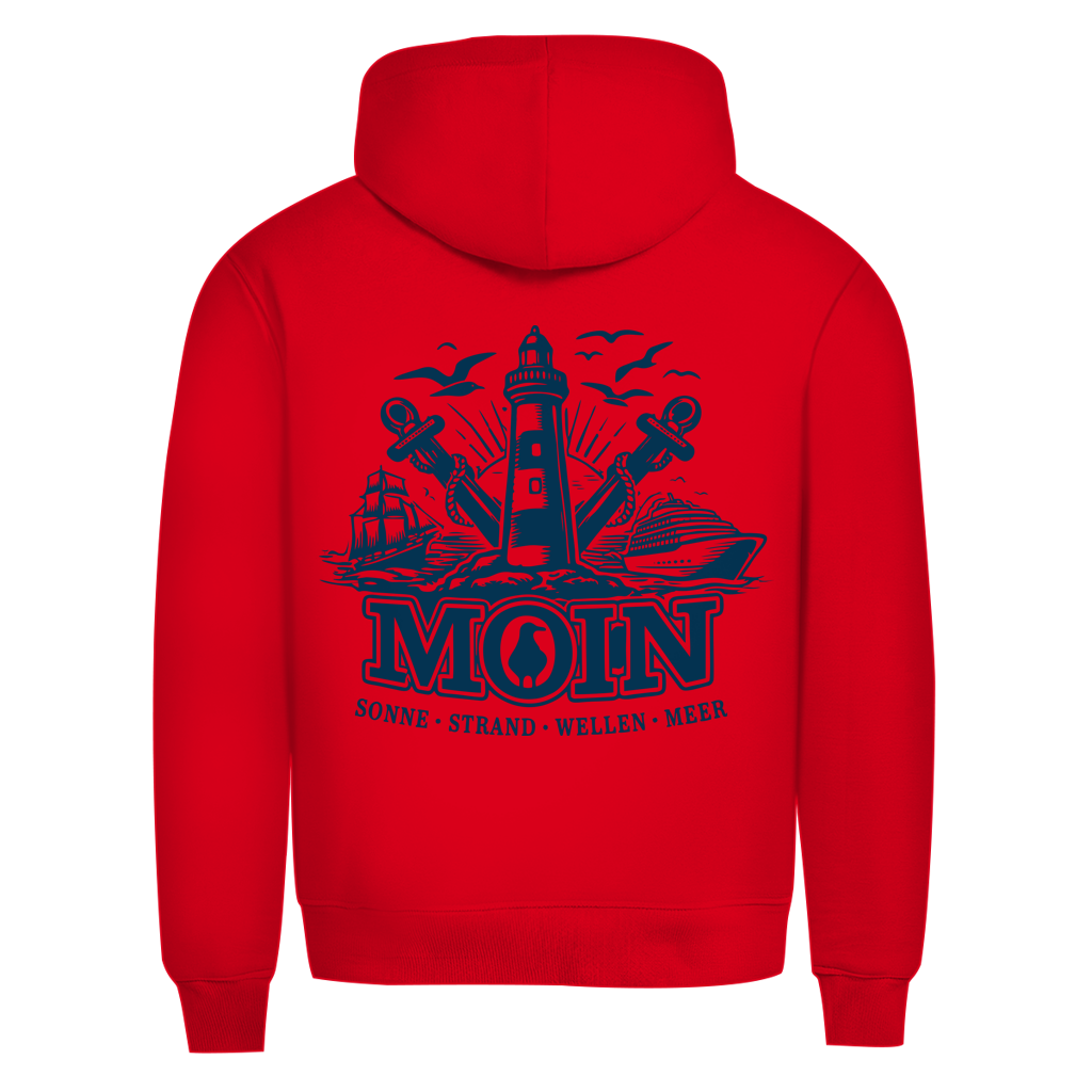 Hoodie Herren  "MOIN Leuchtturm" #499  - beidseitiger Druck
