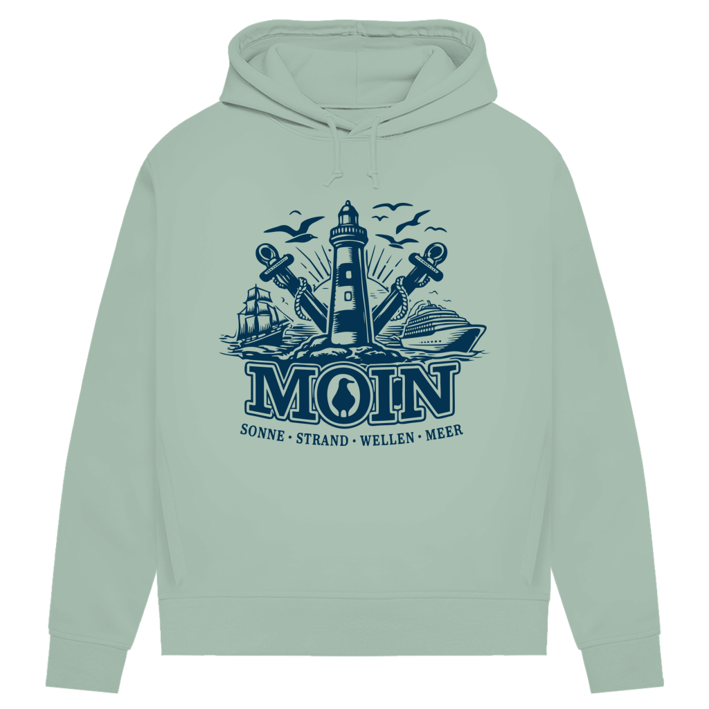 Damen Premium Bio Hoodie Leuchtturm Steuerrad MOIN #499