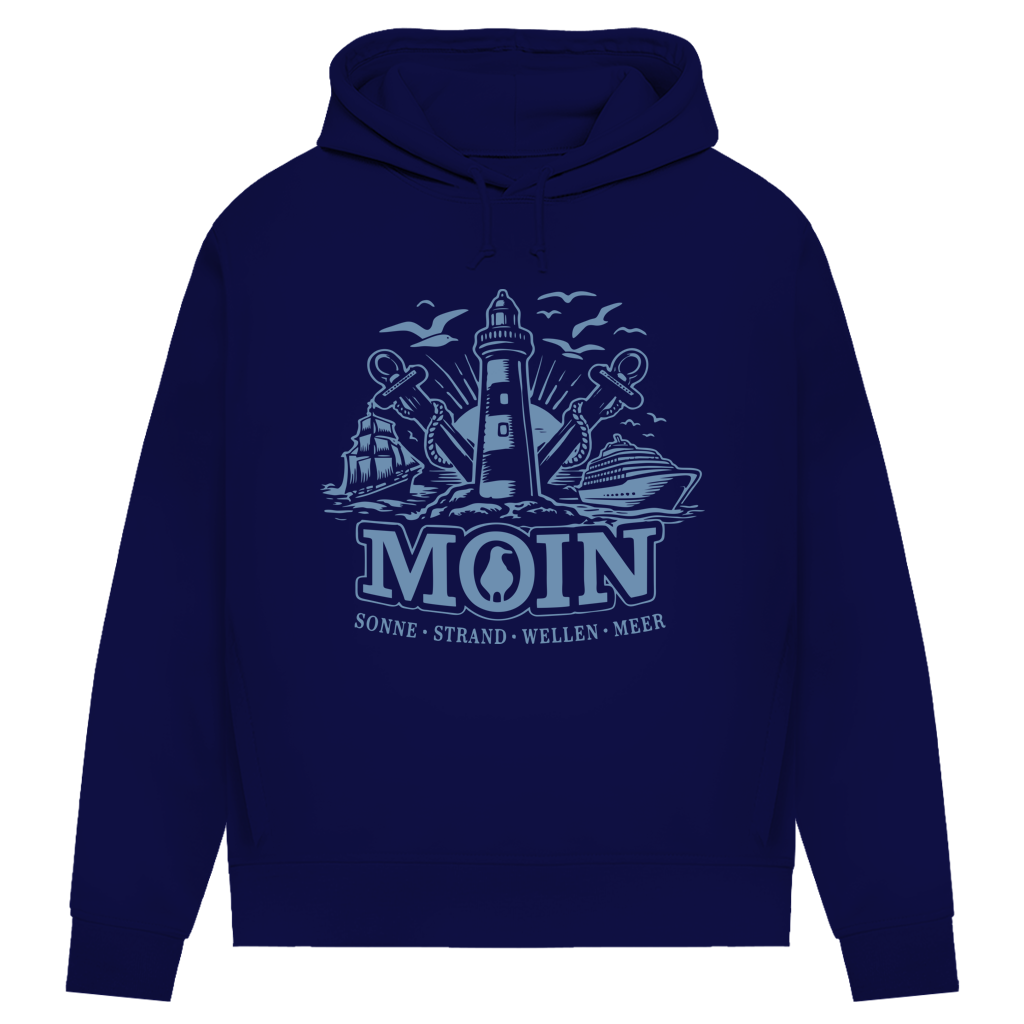 Damen Premium Bio Hoodie Leuchtturm Steuerrad MOIN #499