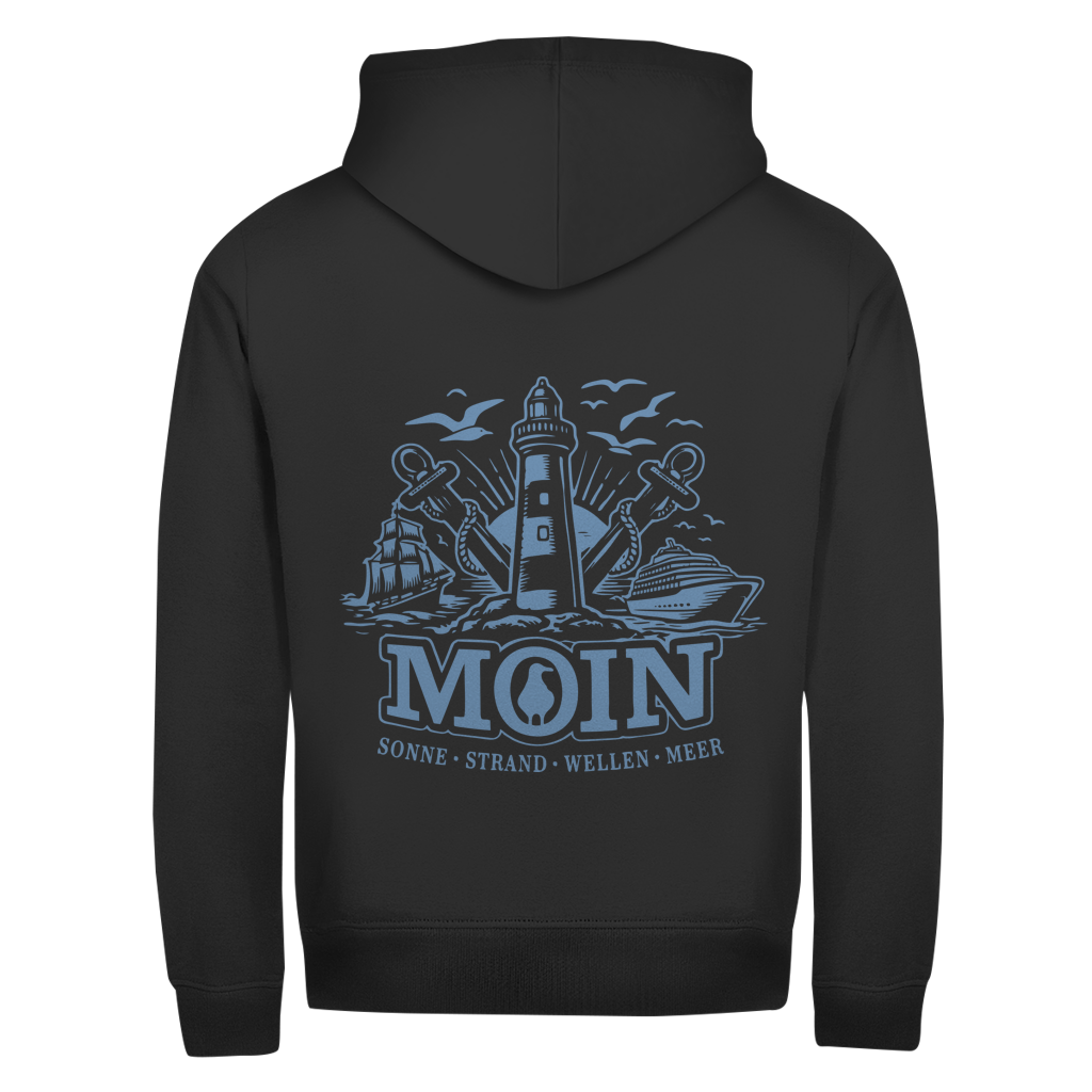 Hoodie-Jacke  "MOIN Leuchtturm" #499  - beidseitiger Druck