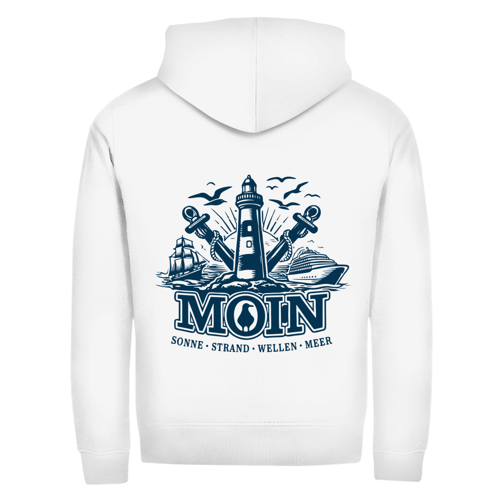 Hoodie-Jacke  "MOIN Leuchtturm" #499  - beidseitiger Druck
