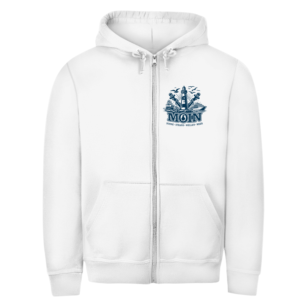 Hoodie-Jacke  "MOIN Leuchtturm" #499  - beidseitiger Druck
