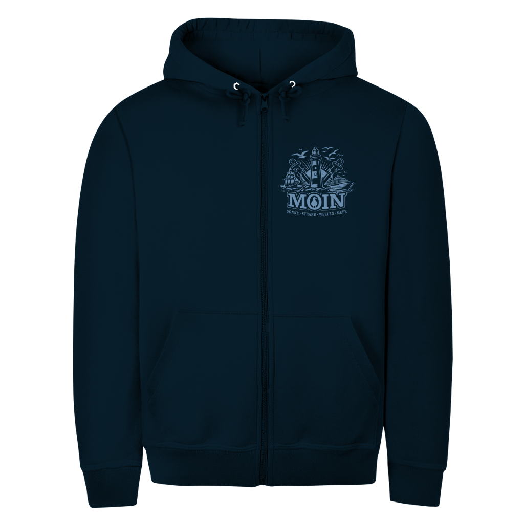 Hoodie-Jacke  "MOIN Leuchtturm" #499  - beidseitiger Druck