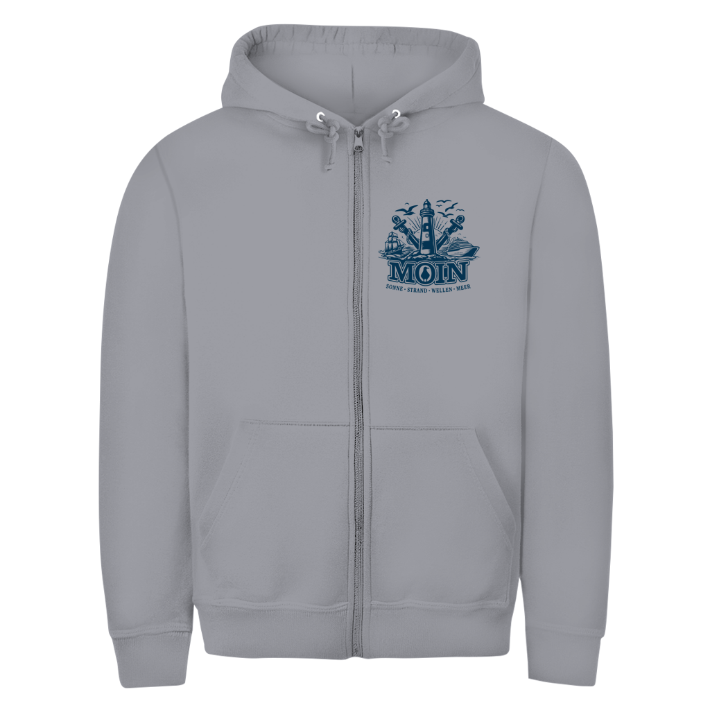 Hoodie-Jacke  "MOIN Leuchtturm" #499  - beidseitiger Druck