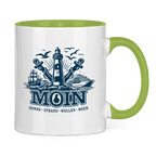 Keramik-Tasse zweifarbig  "MOIN Leuchtturm" #499