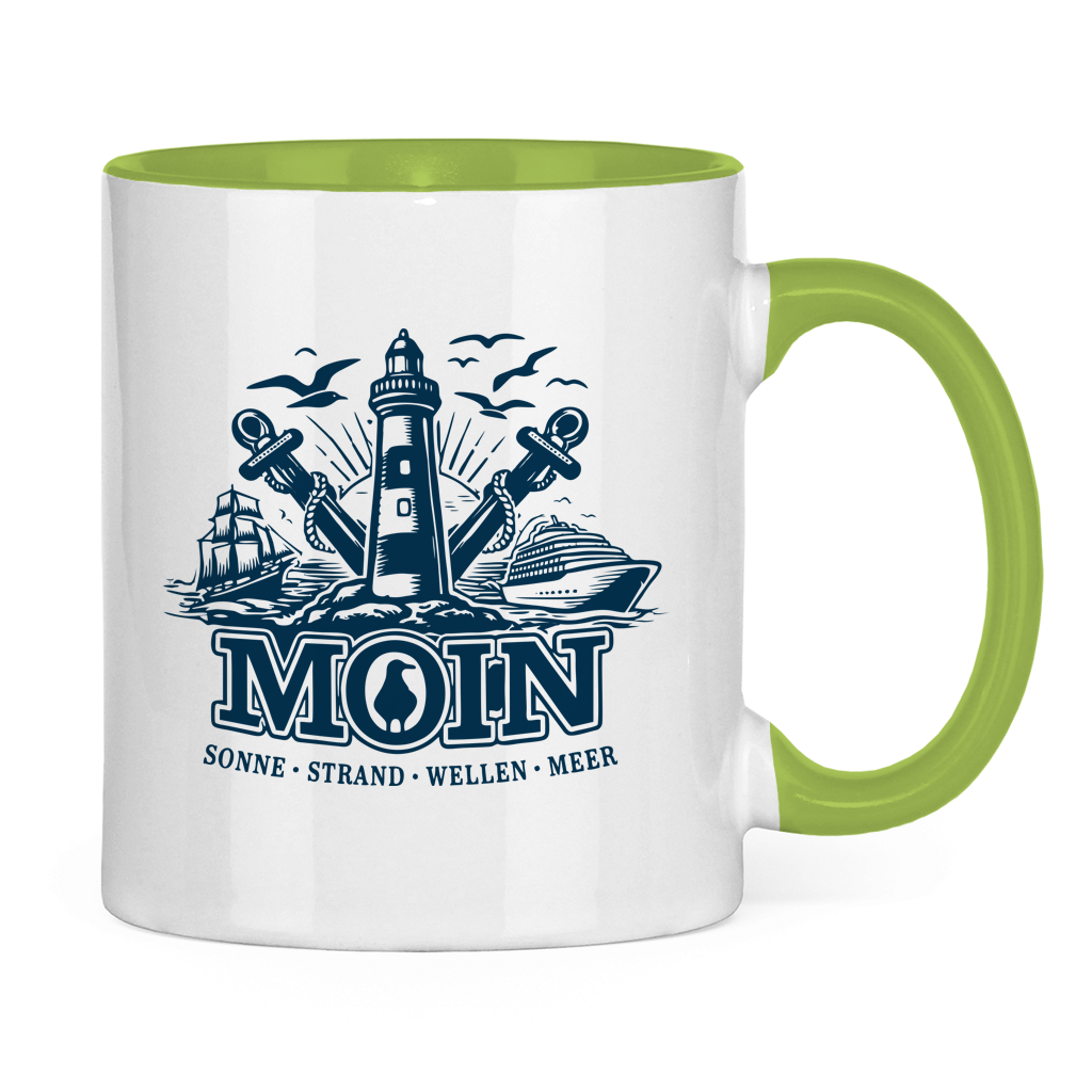 Keramik-Tasse zweifarbig  "MOIN Leuchtturm" #499