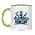 Keramik-Tasse zweifarbig  "MOIN Leuchtturm" #499