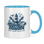 Keramik-Tasse zweifarbig  "MOIN Leuchtturm" #499