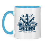 Keramik-Tasse zweifarbig  "MOIN Leuchtturm" #499