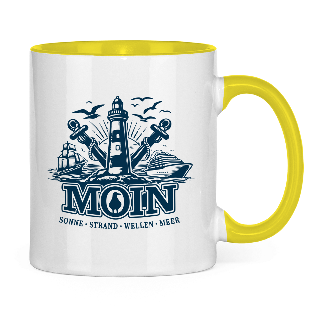 Keramik-Tasse zweifarbig  "MOIN Leuchtturm" #499