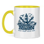 Keramik-Tasse zweifarbig  "MOIN Leuchtturm" #499