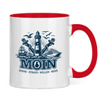 Keramik-Tasse zweifarbig  "MOIN Leuchtturm" #499