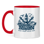 Keramik-Tasse zweifarbig  "MOIN Leuchtturm" #499