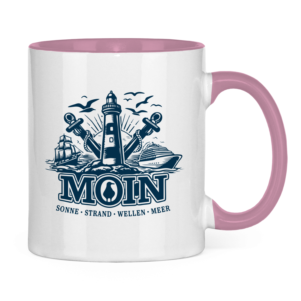 Keramik-Tasse zweifarbig  "MOIN Leuchtturm" #499