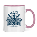 Keramik-Tasse zweifarbig  "MOIN Leuchtturm" #499