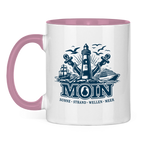 Keramik-Tasse zweifarbig  "MOIN Leuchtturm" #499