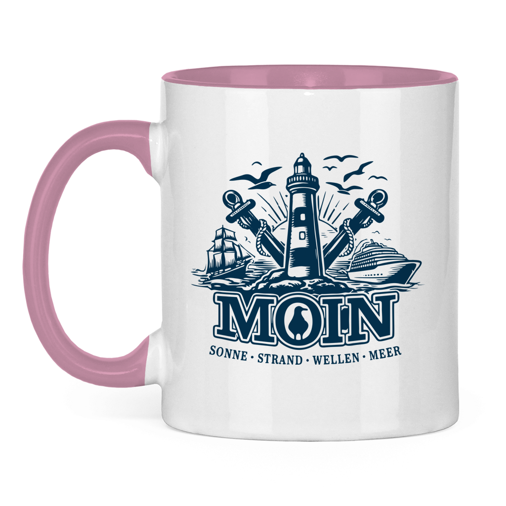 Keramik-Tasse zweifarbig  "MOIN Leuchtturm" #499