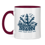 Keramik-Tasse zweifarbig  "MOIN Leuchtturm" #499