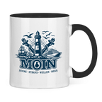 Keramik-Tasse zweifarbig  "MOIN Leuchtturm" #499