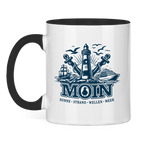 Keramik-Tasse zweifarbig  "MOIN Leuchtturm" #499